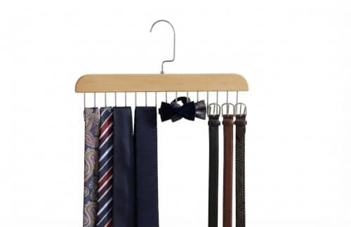 Multifunctional Wooden Hanger with 8 Movable Stainless Steel Hooks Space Saving Wall Mount Organizer for Clothes Accessories Easy Installation