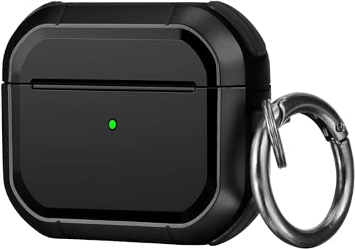 ELMO3EZZ Airpods 3 Case with Keychain,Full-Body Rugged Military Grade Protective Cover for ipod 3rd Gen(2021),Shock Absorption Corner Design,Durable Armor Case,Black Cellular phone case