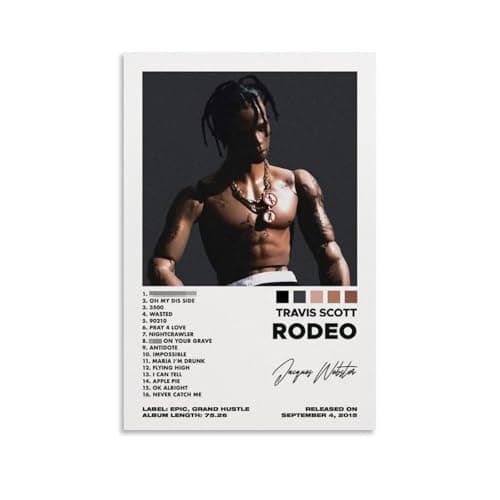 Yunneat Travis Poster Scott Music Album Rodeo Poster Decorative Painting Canvas Wall Posters And Art Picture Print Modern Family Bedroom Decor Posters 12x18inch(30x45cm)