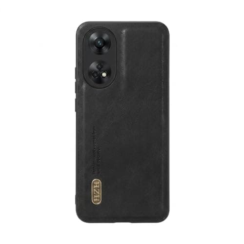 Leather Case For Luxury Faux Leather Protective Case For Stylish Compatible With (Reno 8T) Design Protection Anti Fingerprint Protection Case Made Of Classic Vintage Faux Leather (Black) Cellular phone case