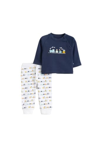 Junior Baby Boys 2-Piece Autumn Outfit Set – Long Sleeve Printed T-Shirt & Soft Pants, Cotton Blend Infant Clothing Set, Multicolor, 24 Coordinated outfit