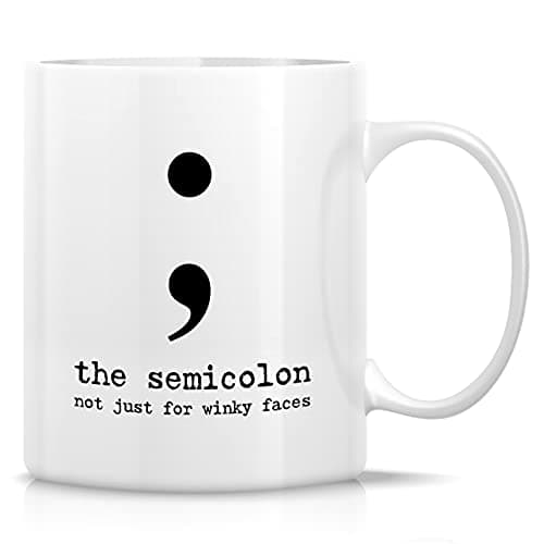 Retreez Funny Mug - The Semicolon Not Just For Winky Faces Grammar Teacher 11 Oz Ceramic Coffee Mugs - Funny Sarcastic Inspirational Thank You birthday gifts for him her writer editor friend coworker Drinking cup