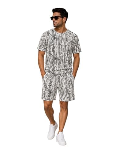 Miza Mens Summer T-Shirt and Shorts Set Hashera Printed Casual Daily Use Coordinated outfit