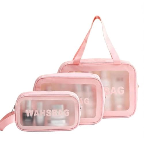 3Pcs Clear Waterproof Makeup Bag Set, Travel Cosmetic Organizer for Women