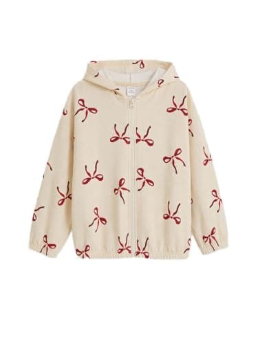 LC WAIKIKI Hooded Bow Printed Girls' Zip-Up Sweatshirt