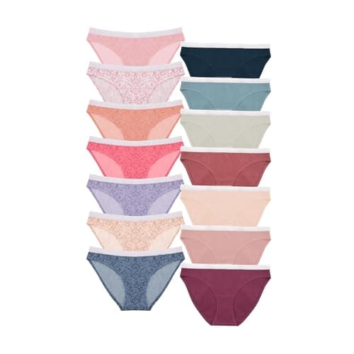 Milk Pack of 14 Women's Cotton Bikini Underwear, Mixed Colours Underpants