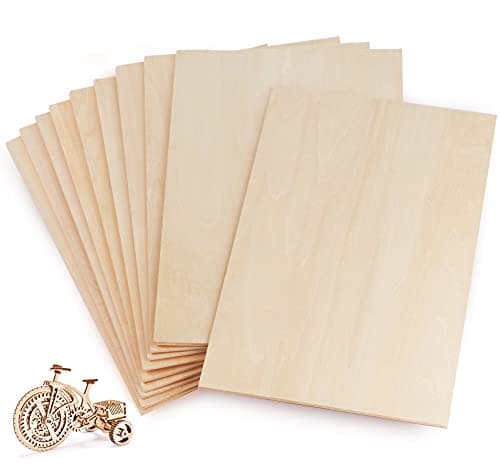 Binswloo 10Pcs Plywood Sheets, 300 x 200 x 1.6mm Unfinished Basswood Sheets Board for Woodcraft Model, Crafts, Painting, Engraving, Stenciling, Home Decor Craft wood