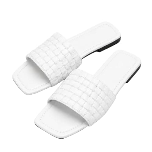 ROMBA SPORT Women's Flat Knit Strap Slippers, Thin And Light Sole, Comfortable Summer Casual Design Sandal