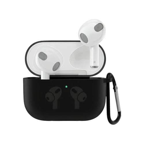 Premium Silicone Case compatible With AirPods 3, Protective Cover with 360-Degree Protection, Shock-Absorbing, Dust-Proof Design, LED Visible (Black) Portable electronic device cover