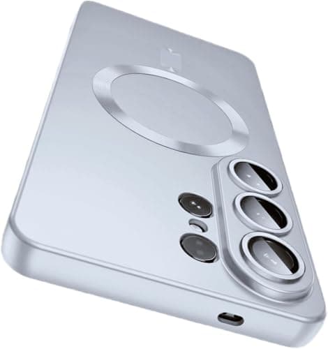 Case Cover Compatible with Magnetic for Samsung Galaxy S26 Ultra Case [Compatible with MagSafe][Built-in Camera Lens Protector] Slim Soft Silicone Bumper Shockproof Metallic Luster (Silver) Cellular phone case