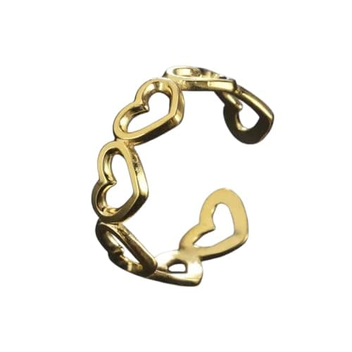Open Ring With Connected Hearts Design Gold Color Fashion Accessory For Woman-Mg_st18