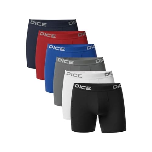 Dice Men's Cotton Basic Boxer Long, 6-Pack, Multicolor Underpants