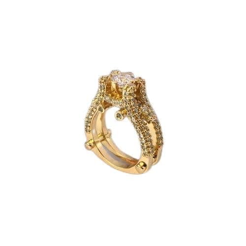 3 Diamonds 292474661779555 Women's Ring - Gold Plated with Sparkling Zircon Heart