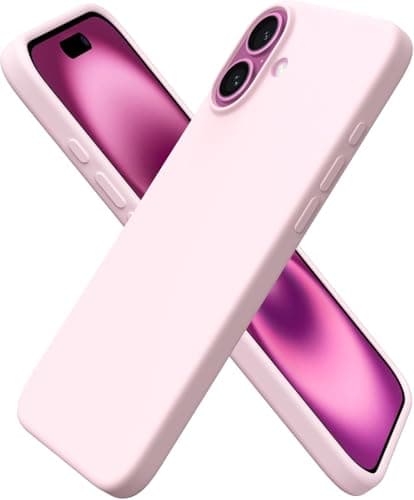 Compatible with iPhone 16 Plus Case 6.7, Slim Liquid Silicone 3 Layers Full Covered Soft Gel Rubber Phone Case Protective Cover 6.7 Inch (Chalk Pink) Cellular phone case