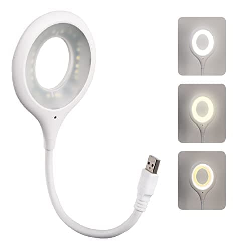OneAndes Voice Control USB Light for Laptop Keyboard, LED Reading Lamp Portable Small Night Light with Flexible Gooseneck for Power Bank, Computer, Sound Control 3 Color & 4 Brightness/On/Off