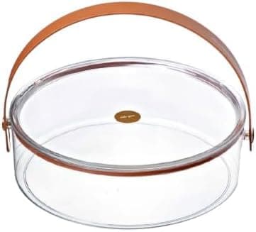 Acrylic Dessert Serving Plate With Semi Leather Handle For Hospitality Nuts And Crackers Special Design C Tray
