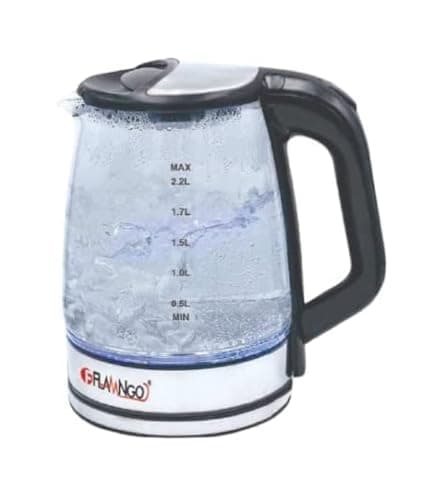 FLAMNGO Electric Kettle, 2.2L Capacity, Glass Body (Black) Electric water boiler