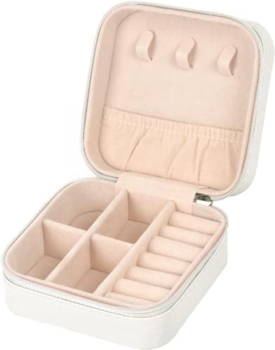 Generic Mini Jewelry Organizer, perfect for outings, keeps necklaces from tangling and earrings safe from loss, compact and stylish design, ideal protection for your valuable accessories. (White)