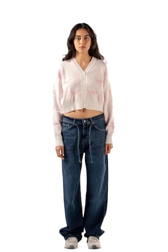 ASTK Womens Bow V-Neck Cardigan Sweater