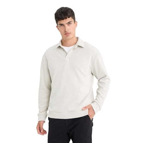 DeFacto Mens Regular Fit Polo Neck LONG SLEEVE Knitted Sweat Shirt E9410AX Sweat Shirt (pack of 1)