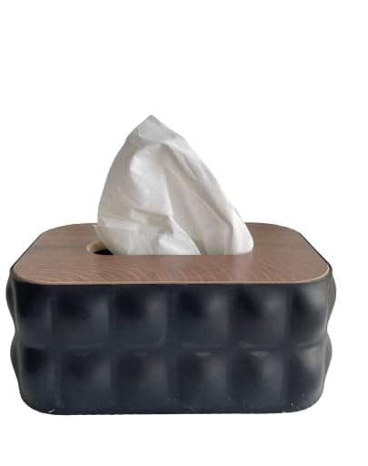 Clear Acrylic Tissue Box with Wood Cover | Modern Tissue Organizer for Home and Office – Elegant Decor ne (Black) Facial tissue holder