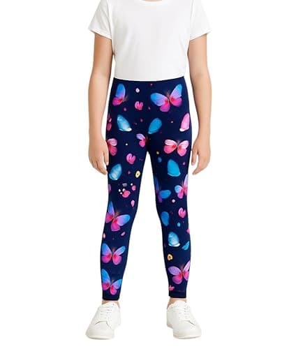 Miza Girls Printed Elastic Cotton Leggings - One Size 8-12 Years | Fruits, Butterflies, Flowers, Bows, Leopard Print | Suitable for School, Home & Sports Pants