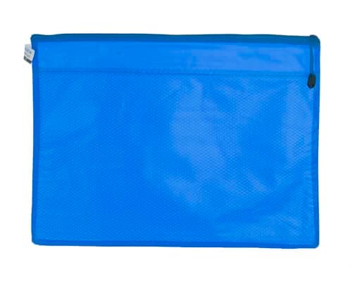 3A B4-1006 Plastic Paper File with Zipper 28 * 39 cm 1 Piece - Blue