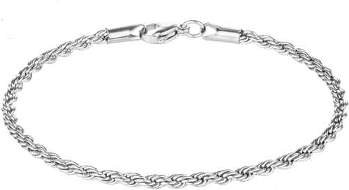 NUBIAA Men's Stainless Steel Venetian Chain Bracelet, Thin Silver Accessories, Width 0.08 Inch (2 mm)