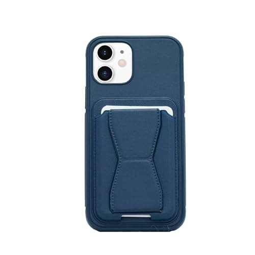 Leather Back Cover with Card Wallet Foldable Shockpoof Case Compatible With Iphone 12 (Blue) Cellular phone case