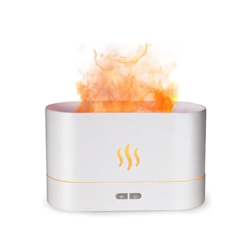 3 in 1 Flame Vaporizer Humidifier Essential Oil Diffuser with Flame Light, White Aroma diffuser