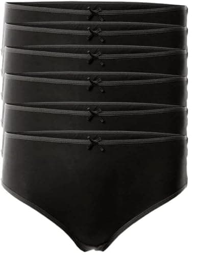 Set Of (6) Smooth Cotton Hipster Panties - Black.