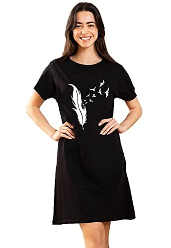 Printonline Women's Short Sleeve Round Neck Nightshirt Nightgown nightshirt