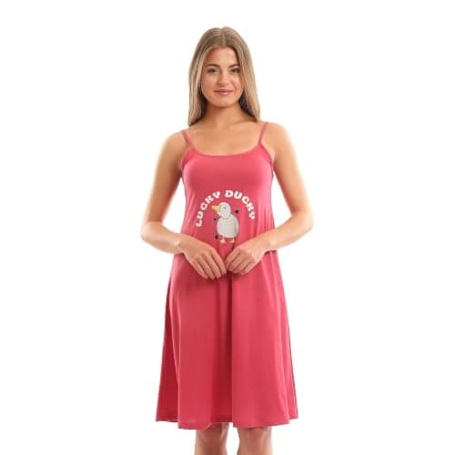 Andora Printed "Lucky Ducky" Square Neck Nightshirt - Watermelon_4XL
