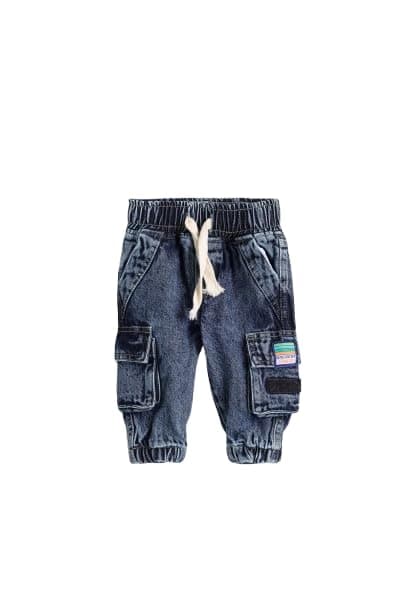 Junior Baby Boys Black Stone Cargo Fit Denim Pant, BLACK STONE, 06