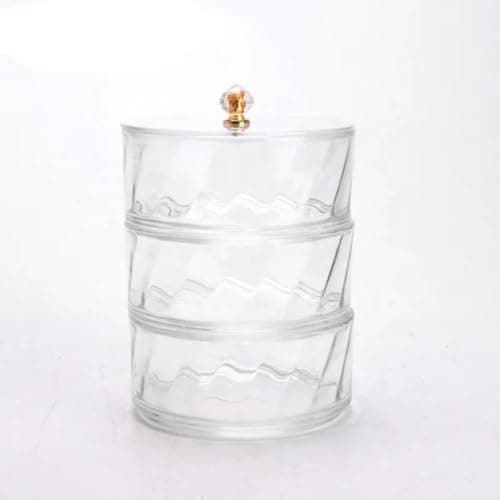 Generic 3-Tier Clear Glass Candy Jar with Lid, Multi-Purpose Storage for Sweets, Nuts, Sugar, Coffee and Tea, .db Food storage container