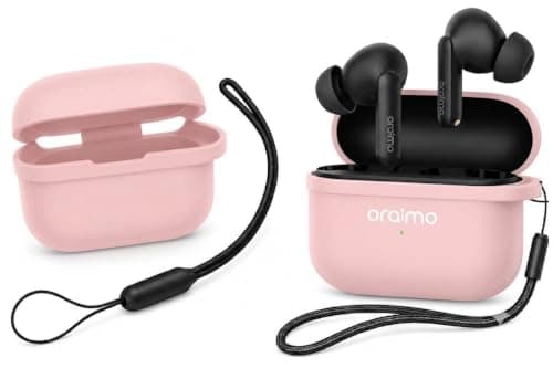 Silicone Case with keychain for Oraimo SpaceBuds Lite (OTW-324), Pink Color