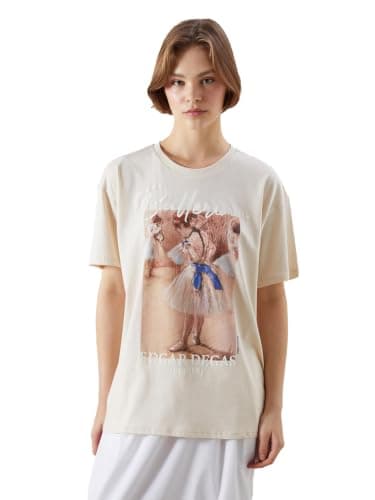 LC WAIKIKI Woman Crew Neck Ballerina Printed Women's T-Shirt