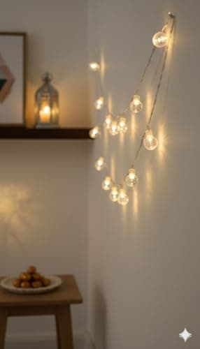 Decorative Lights Globe Lights, Warm Hanging Decorative String Light, 10 Lights, 3 Meters, Warm White, Modern Design, Indoor Decoration