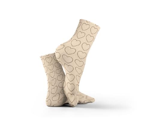 Havana Socks Brown Hearts Socks H-BNSS2 | Mid-Calf Length, Cotton Blend, Breathable, Comfortable