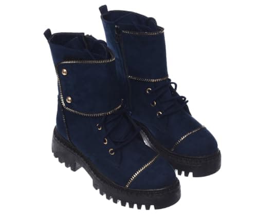B&W womens B&W-W060-Navy Sneaker Boot