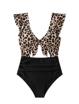 Sexy and stylish beach leopard print beach swimwear "babychic" lotus edge swimwear code 7738