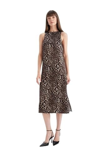 DeFacto womens Casual Fit And Flare Round Collar Sleeveless Dress & Skirt Short Sleeve Woven Dress Short (pack of 1)