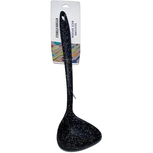 Black Silicone Ladle Spoon Granite Shaped, Heat Resistant & Non-Stick Utensil, Cooking and Serving Spoon for Soup Large Scoop Ladle Great for Canning and Pouring