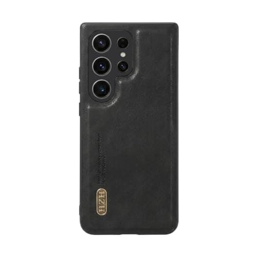Leather Case For Luxury Faux Leather Protective Case For Stylish Compatible With (Samsung S24 Ultra) Design Protection Anti Fingerprint Protection Case Made Of Classic Vintage Faux Leather (Black) Cellular phone case