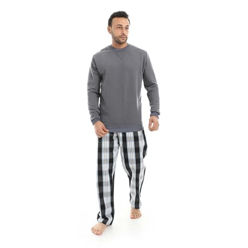 Red Circle Mens Pajama Summer Milton Round Neck with Gingham Pant Pajama Summer Milton Round Neck with Gingham Pant