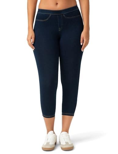 No Nonsense Women's Classic Denim Capri Legging with Pockets Classic Denim Capri Legging with Pockets, Dark Denim, XXL Pants