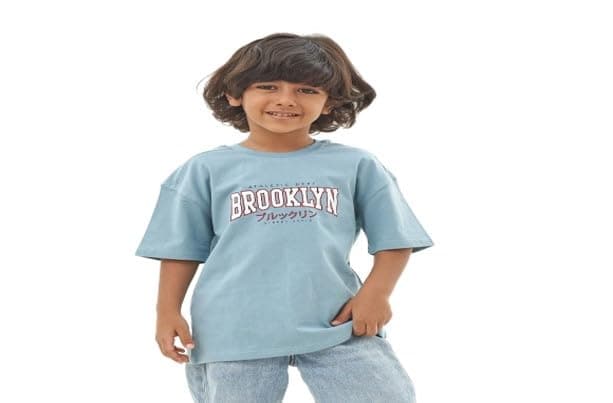 lovely land Boys Boys' Petrol Blue T-shirt Classic