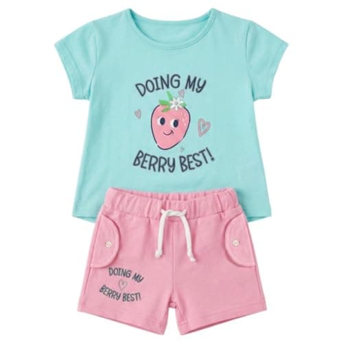 Sikaaa Girls Half Sleeves T-shirt&Short Printed Strawberry T-shirt&Short (pack of 1) Outerwear