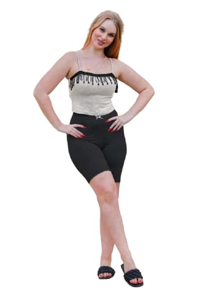 Women's Hot Shorts Set Viscose Short Shorts with Camisole Top and Drop Trim