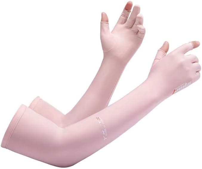 SACAR Cooling Arm Sleeves UV Protection Summer Winter Motorcycle Arm Protector for Men and Women (Pair of 2 High Quality, Light Pink)